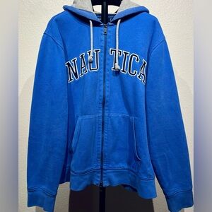 Nautica Blue Full Zip Hooded Sweatshirt - Size L (Men’s)